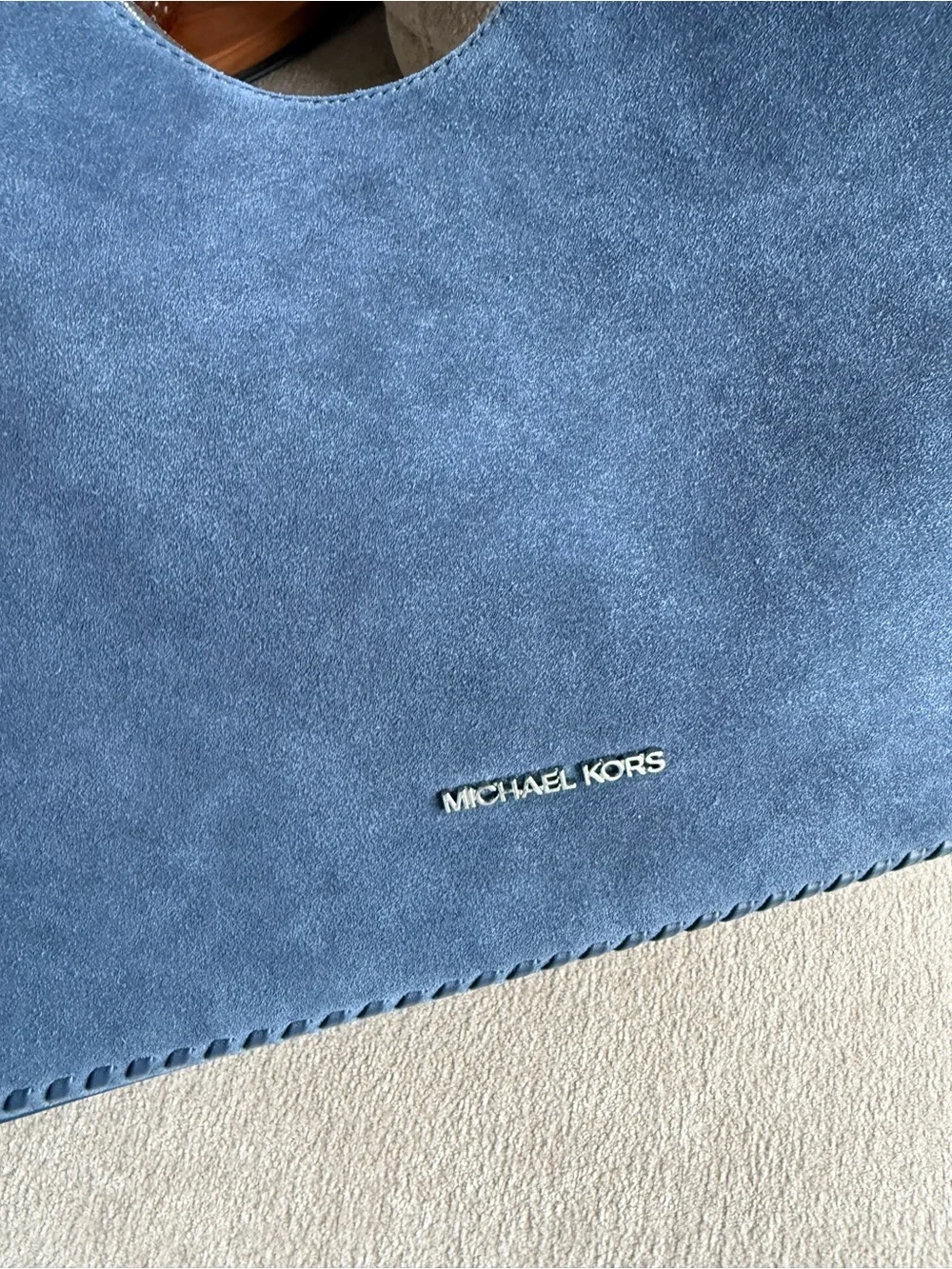 Michael Kors Blue Nayla Suede Hobo Bag Brand New!